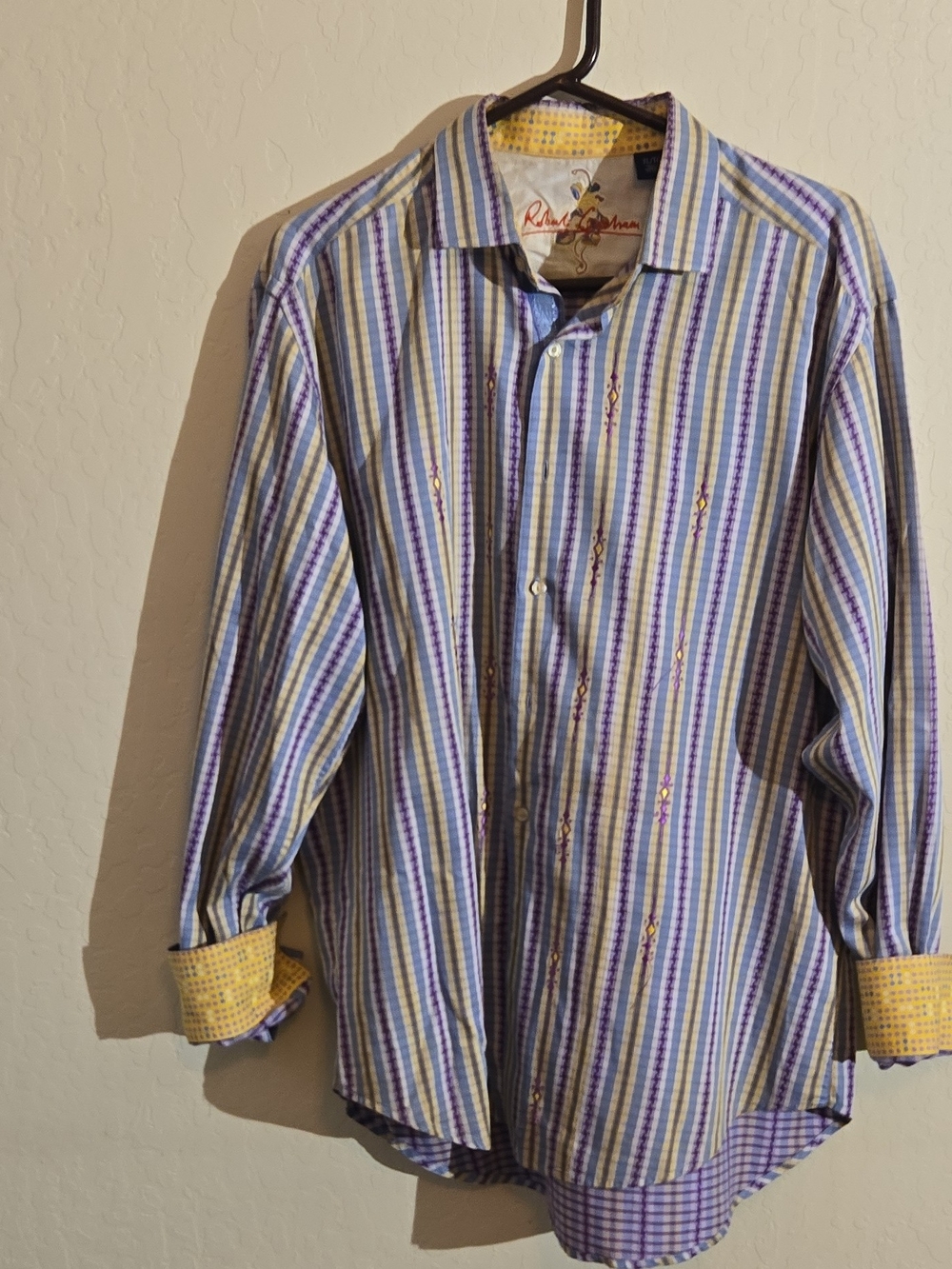 Robert Graham Men's Purple Stripe Button-Up Shirt